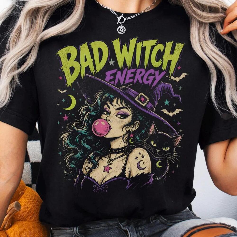 Bad Witch Energy Shirt, Womens Halloween Shirt, Witchy Graphic Tee